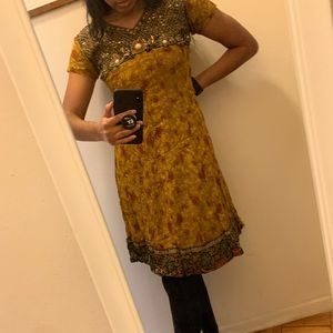 Indian Gold Knee length Kurta